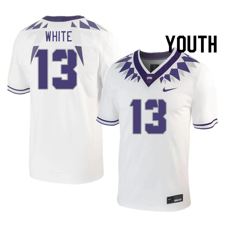 Youth #13 Mason White TCU Horned Frogs 2023 College Footbal Jerseys Stitched-White